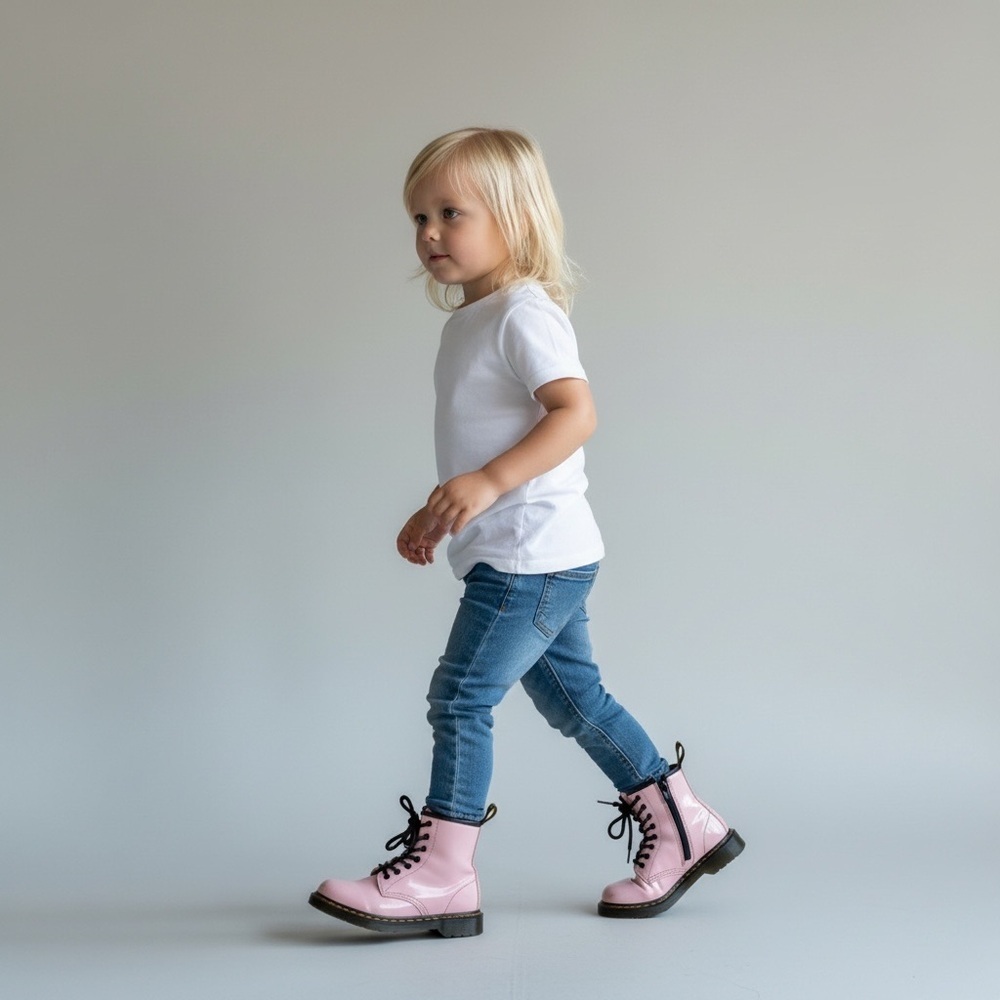 Kids Pink Doc Marten Lace-Up Boots - Picture 1 of 7